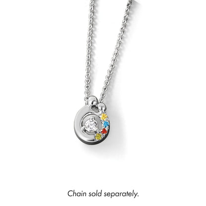 14k WG 4 Birthstone and Dia Mother/Child Chain Slide Semi-mount