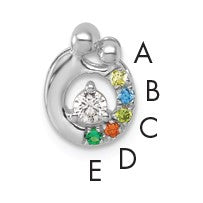 14k WG 5 Birthstone and Dia Mother/Child Chain Slide Semi-mount