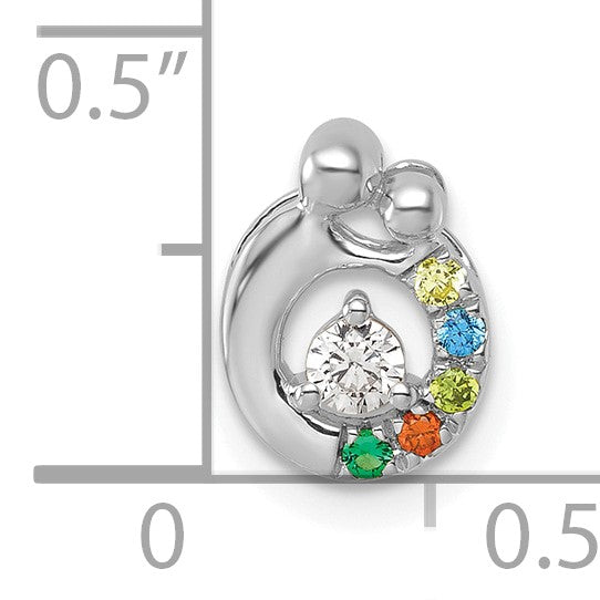 14k WG 5 Birthstone and Dia Mother/Child Chain Slide Semi-mount