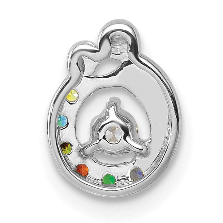 14k WG 6 Birthstone and Dia Mother/Child Chain Slide Semi-mount