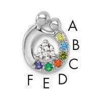 14k WG 6 Birthstone and Dia Mother/Child Chain Slide Semi-mount