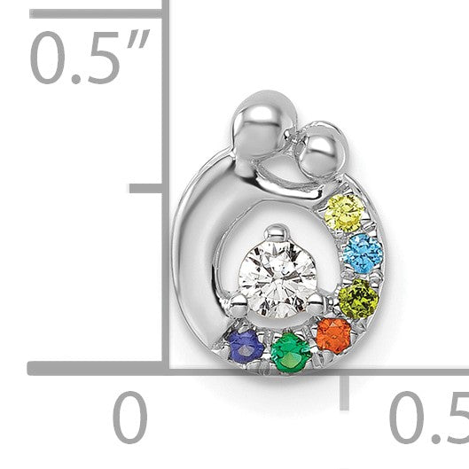 14k WG 6 Birthstone and Dia Mother/Child Chain Slide Semi-mount