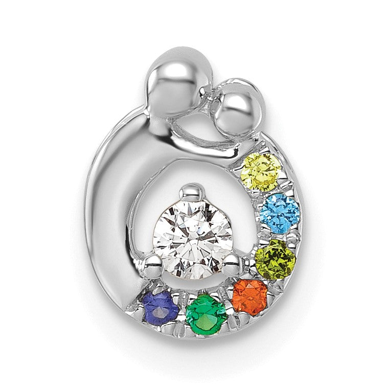 14k WG 6 Birthstone and Dia Mother/Child Chain Slide Semi-mount