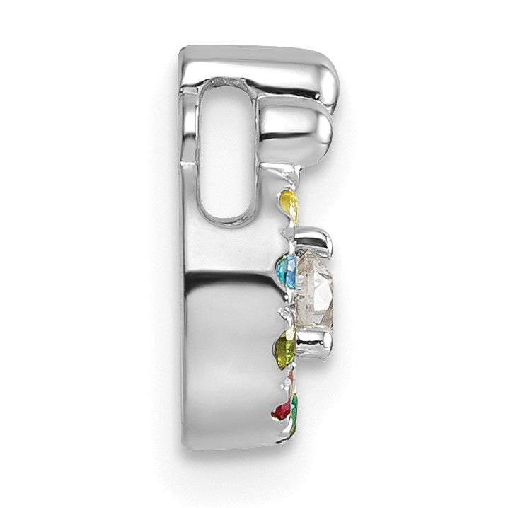 14k WG 7 Birthstone and Dia Mother/Child Chain Slide Semi-mount