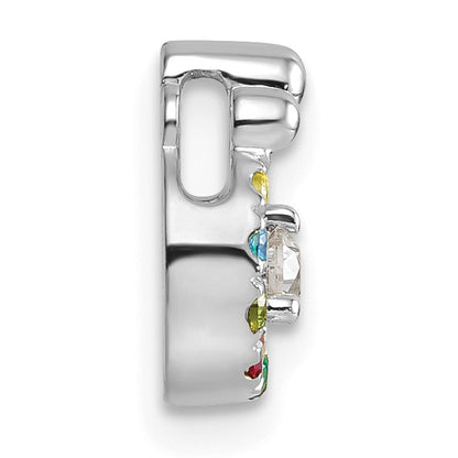 14k WG 7 Birthstone and Dia Mother/Child Chain Slide Semi-mount