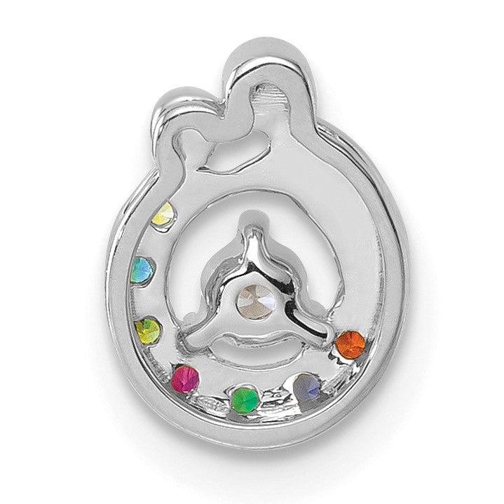 14k WG 7 Birthstone and Dia Mother/Child Chain Slide Semi-mount