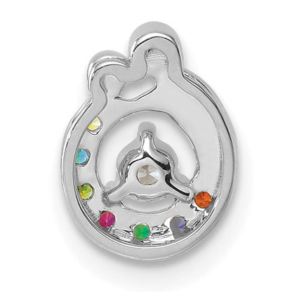 14k WG 7 Birthstone and Dia Mother/Child Chain Slide Semi-mount