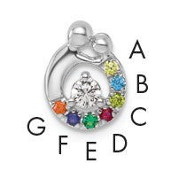 14k WG 7 Birthstone and Dia Mother/Child Chain Slide Semi-mount