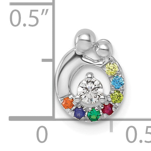 14k WG 7 Birthstone and Dia Mother/Child Chain Slide Semi-mount