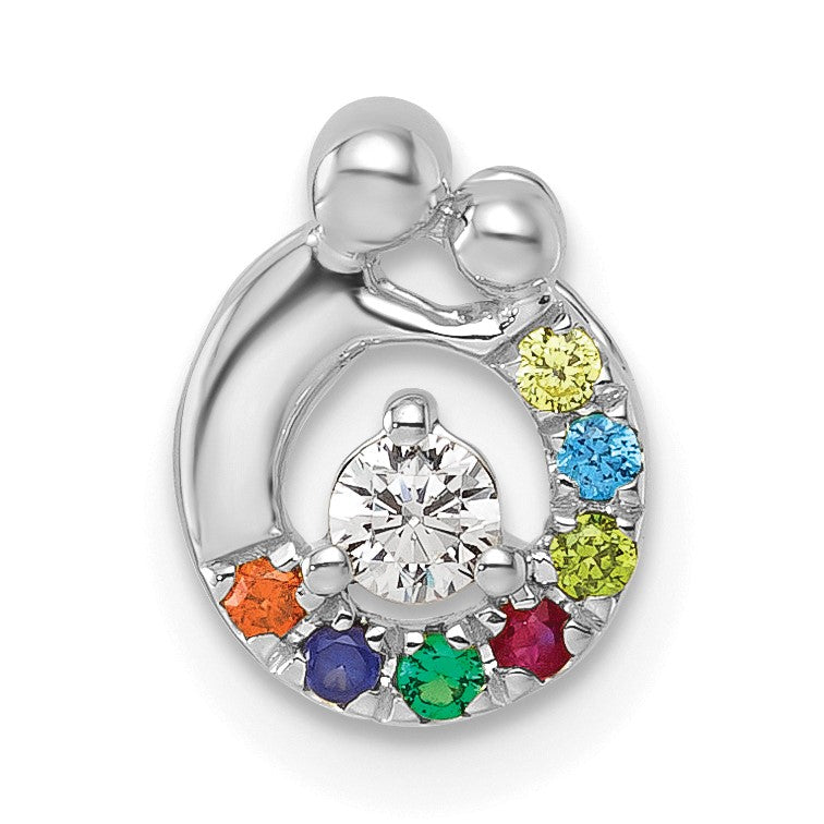14k WG 7 Birthstone and Dia Mother/Child Chain Slide Semi-mount