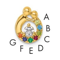 14k 7 Birthstone and Dia Mother/Child Chain Slide Semi-mount