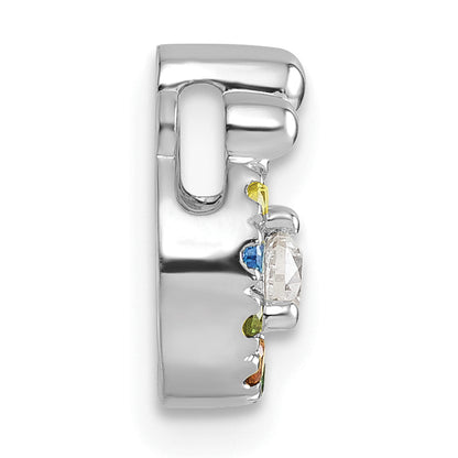 14k WG 8 Birthstone and Dia Mother/Child Chain Slide Semi-mount