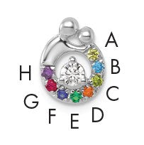 14k WG 8 Birthstone and Dia Mother/Child Chain Slide Semi-mount