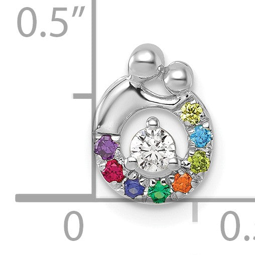 14k WG 8 Birthstone and Dia Mother/Child Chain Slide Semi-mount