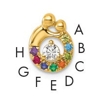 14k 8 Birthstone and Dia Mother/Child Chain Slide Semi-mount