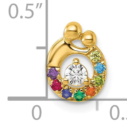 14k 8 Birthstone and Dia Mother/Child Chain Slide Semi-mount