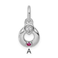 14k WG Dia. Heart w/1 Birthstone Mother's Circle Pend Semi-Mount