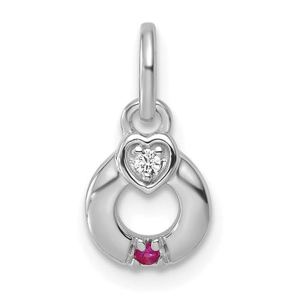 14k WG Dia. Heart w/1 Birthstone Mother's Circle Pend Semi-Mount