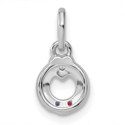 14k WG Dia. Heart w/2 Birthstone Mother's Circle Pend Semi-Mount