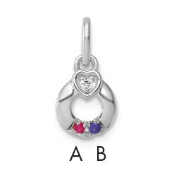 14k WG Dia. Heart w/2 Birthstone Mother's Circle Pend Semi-Mount