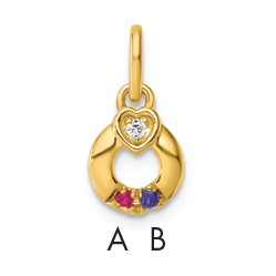 14k Dia Heart w/ 2 Birthstone Mother's Circle Pendant Semi-Mount