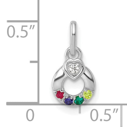 14k WG Dia. Heart w/4 Birthstone Mother's Circle Pend Semi-Mount