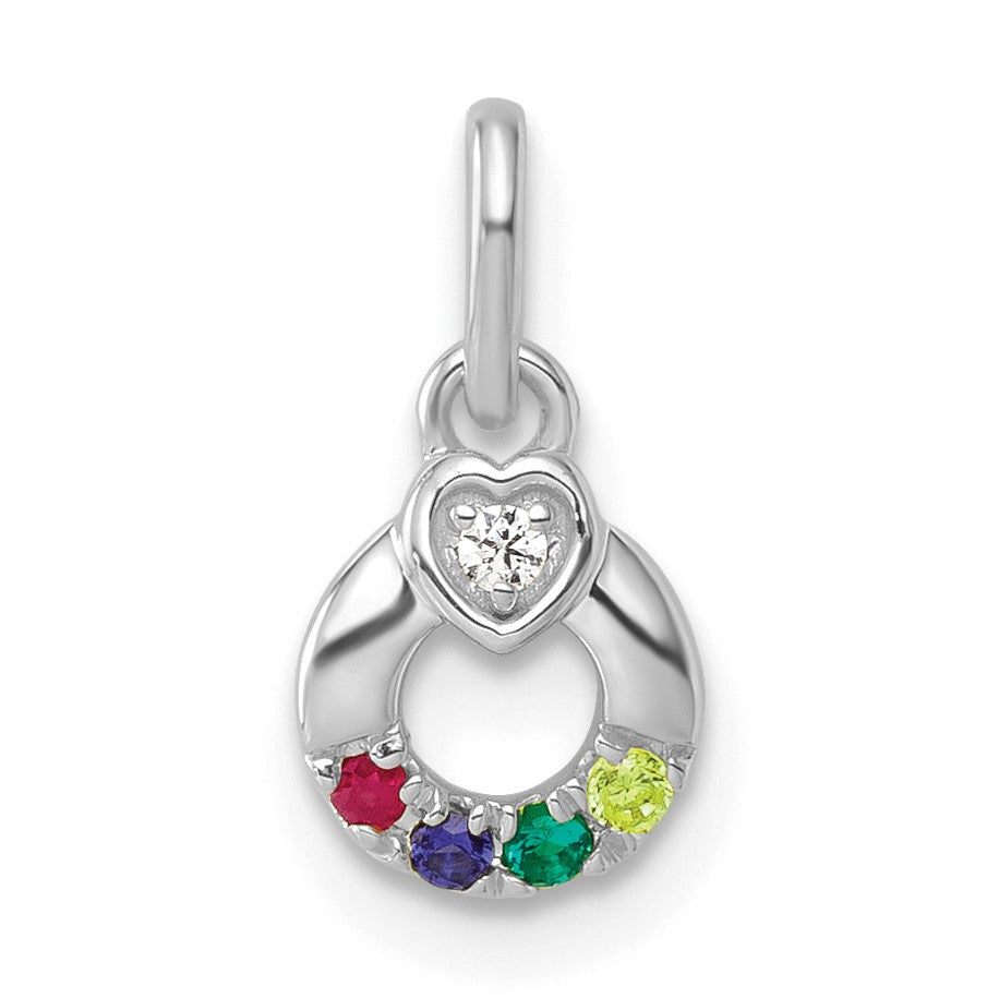 14k WG Dia. Heart w/4 Birthstone Mother's Circle Pend Semi-Mount
