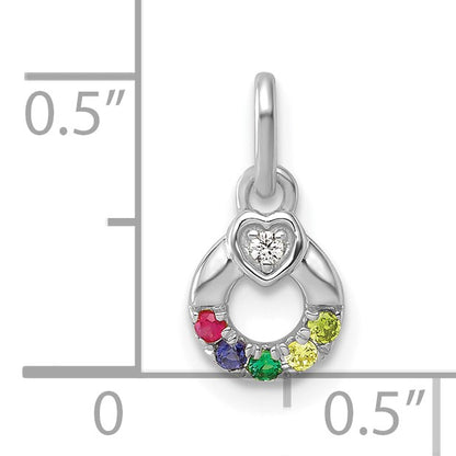 14k WG Dia. Heart w/5 Birthstone Mother's Circle Pend Semi-Mount