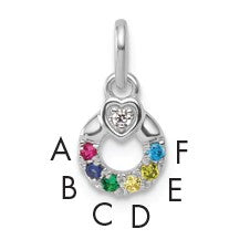 14k WG Dia. Heart w/6 Birthstone Mother's Circle Pend Semi-Mount