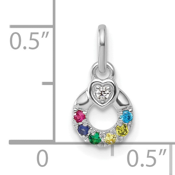 14k WG Dia. Heart w/6 Birthstone Mother's Circle Pend Semi-Mount