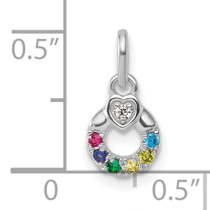 14k WG Dia. Heart w/6 Birthstone Mother's Circle Pend Semi-Mount