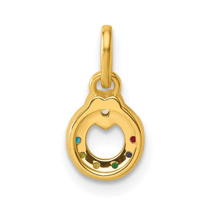 14k Dia Heart w/ 6 Birthstone Mother's Circle Pendant Semi-Mount