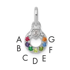 14k WG Dia. Heart w/7 Birthstone Mother's Circle Pend Semi-Mount