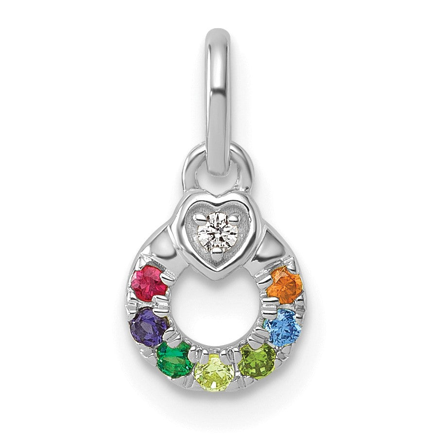 14k WG Dia. Heart w/7 Birthstone Mother's Circle Pend Semi-Mount