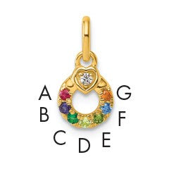 14k Dia Heart w/ 7 Birthstone Mother's Circle Pendant Semi-Mount
