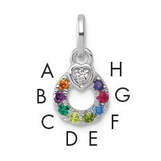 14k WG Dia. Heart w/8 Birthstone Mother's Circle Pend Semi-Mount