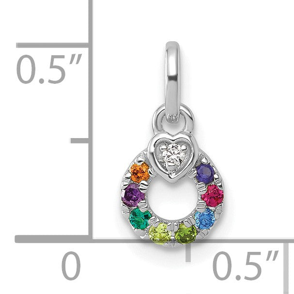 14k WG Dia. Heart w/8 Birthstone Mother's Circle Pend Semi-Mount