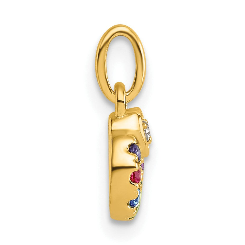 14k Dia Heart w/ 8 Birthstone Mother's Circle Pendant Semi-Mount