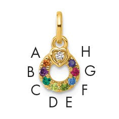 14k Dia Heart w/ 8 Birthstone Mother's Circle Pendant Semi-Mount