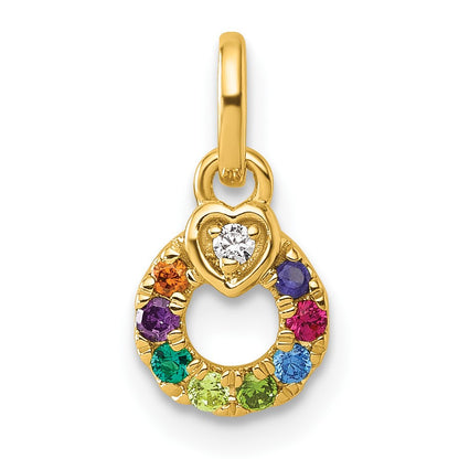 14k Dia Heart w/ 8 Birthstone Mother's Circle Pendant Semi-Mount
