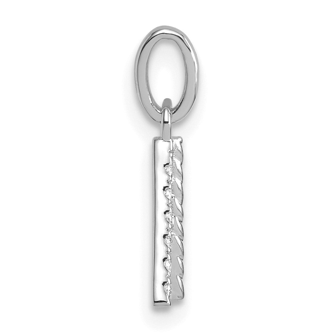 14k White Gold Twisted with .05 ct. Diamond Initial A Charm
