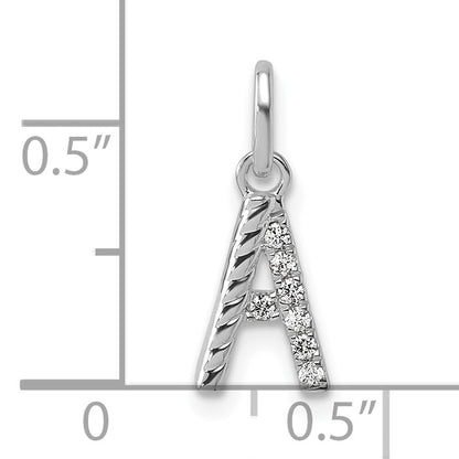 14k White Gold Twisted with .05 ct. Diamond Initial A Charm