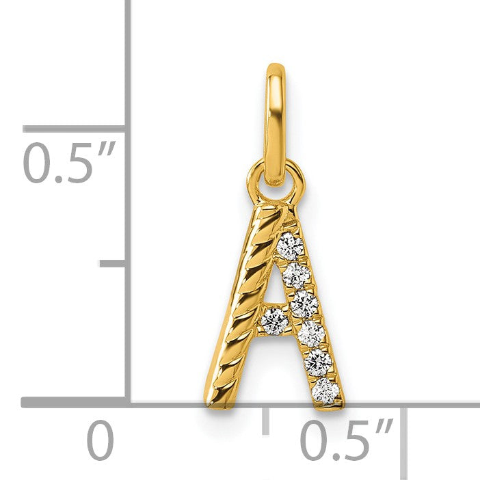 14k Twisted with .05 ct. Diamond Initial A Charm