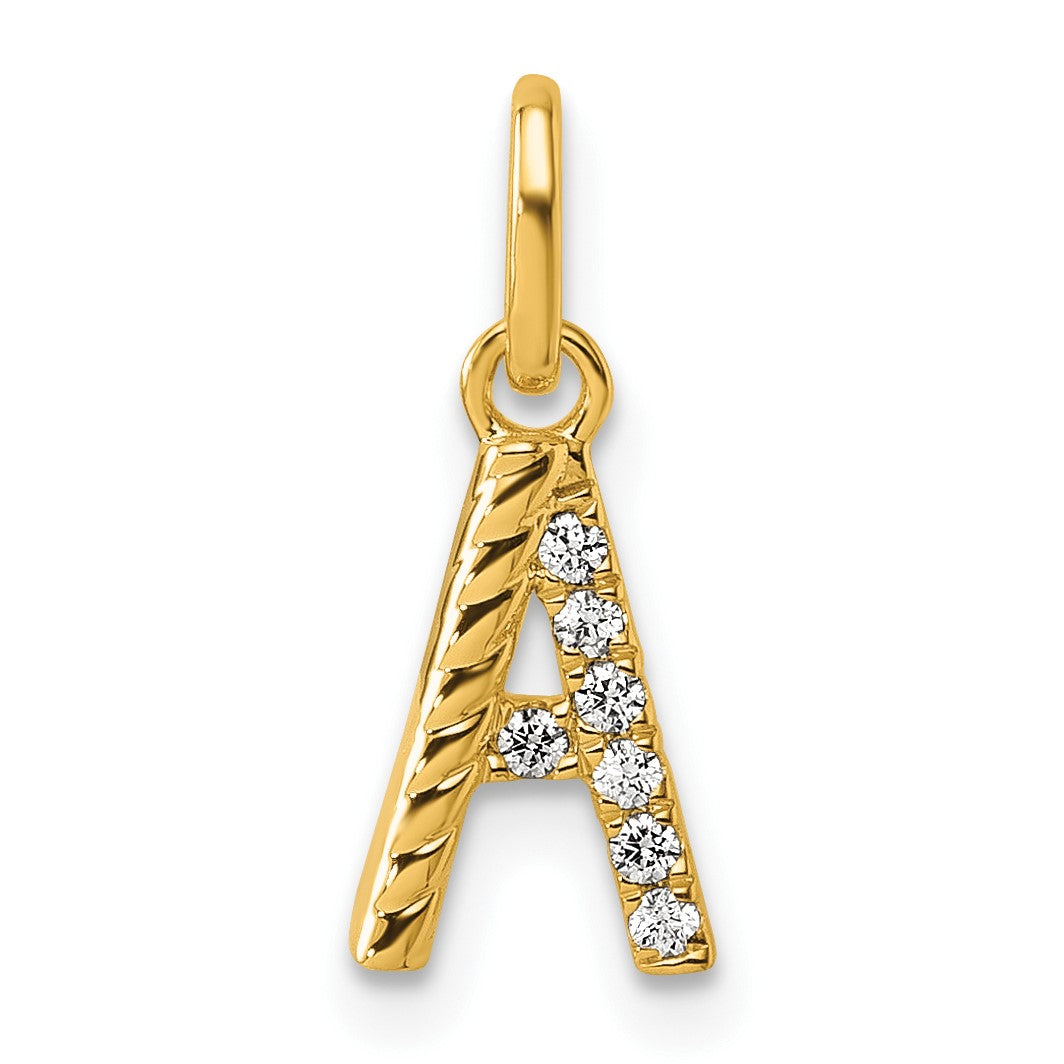 14k Twisted with .05 ct. Diamond Initial A Charm