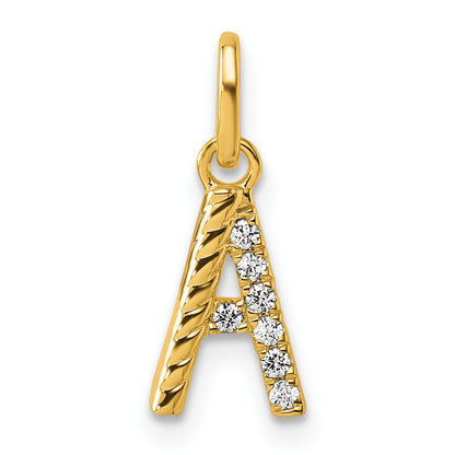 14k Twisted with .05 ct. Diamond Initial A Charm