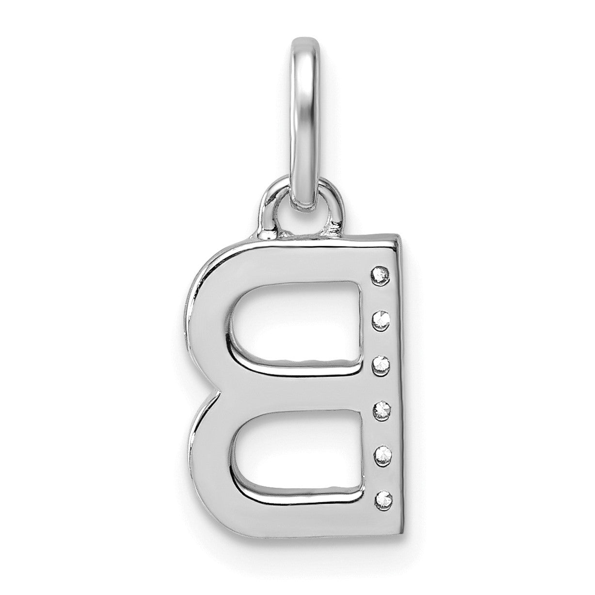 14k White Gold Twisted with .05 ct. Diamond Initial B Charm