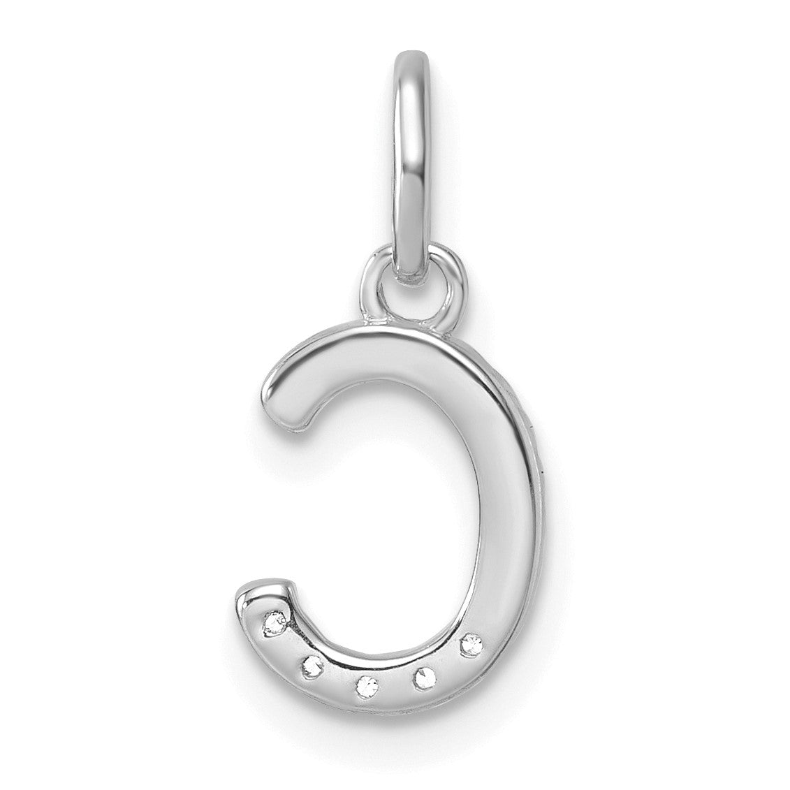 14k White Gold Twisted with .05 ct. Diamond Initial C Charm