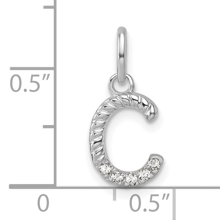 14k White Gold Twisted with .05 ct. Diamond Initial C Charm