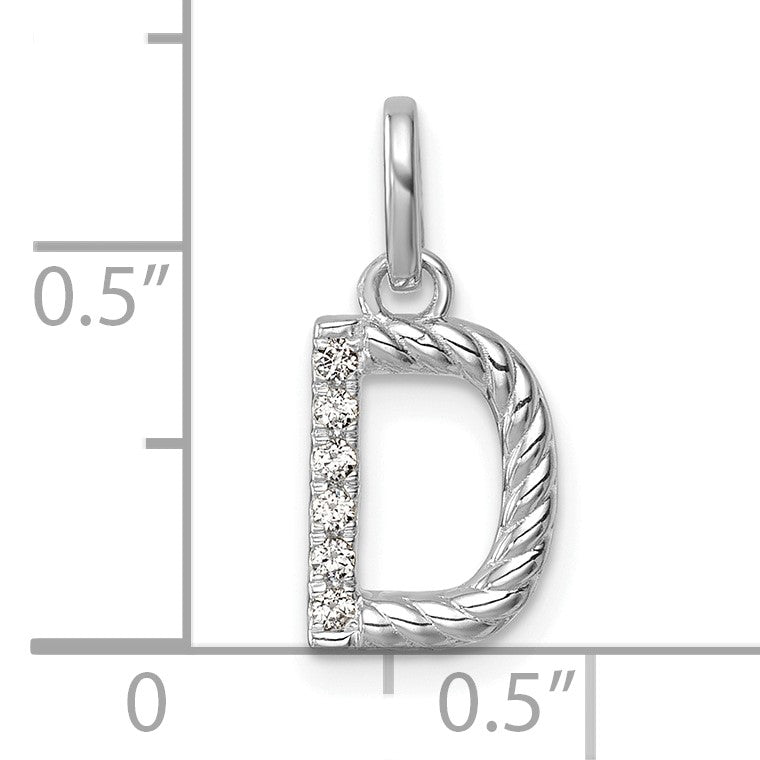 14k White Gold Twisted .05 ct. Diamond Initial D Charm