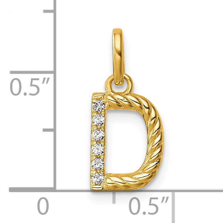 14k Twisted with .05 ct. Diamond Initial D Charm